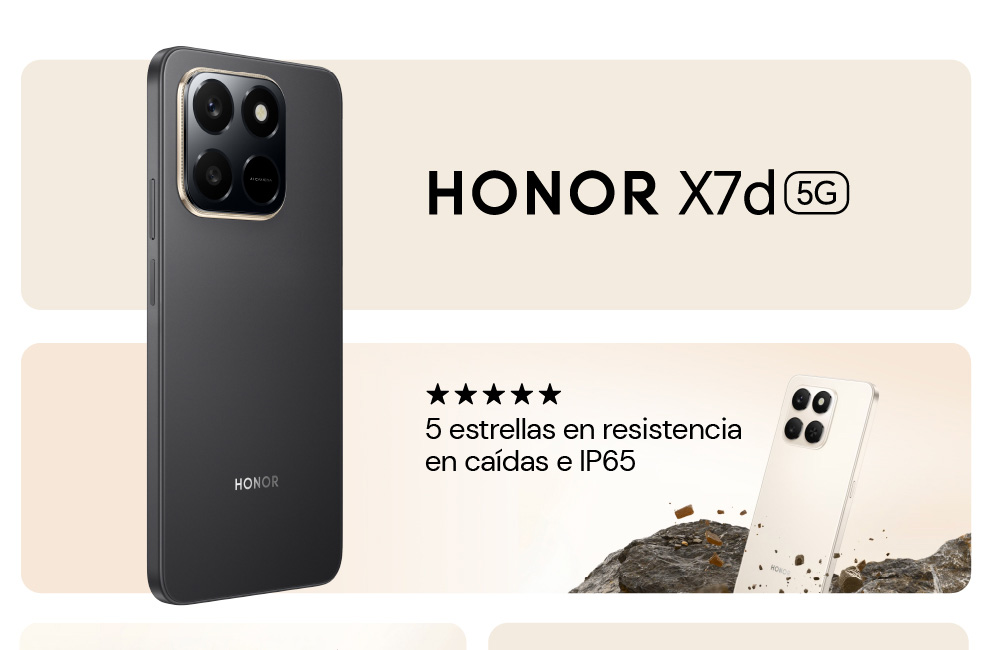 HONOR X7d: 5 estrellas en resistencia en caídas e IP65
