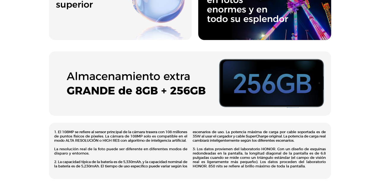 Almacenamiento extra grande de 8GB + 256GB