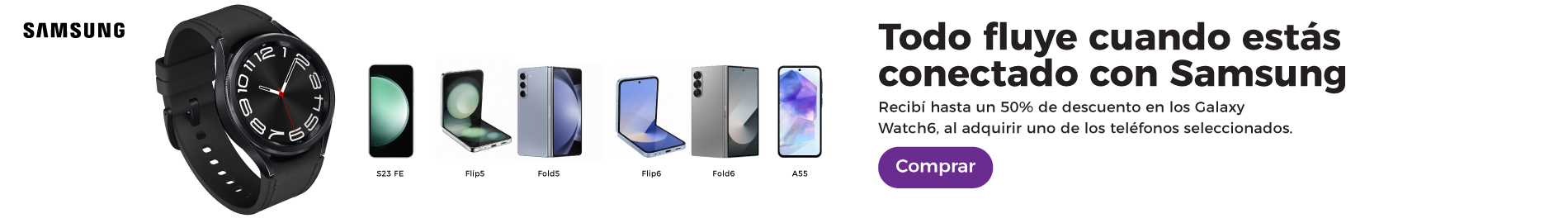 Recibí hasta un 50% de descuento en los Galaxy watch6, al adquiir uno de los teléfonos seleccionados  