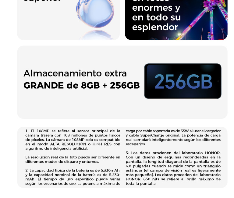 Almacenamiento extra grande de 8GB + 256GB