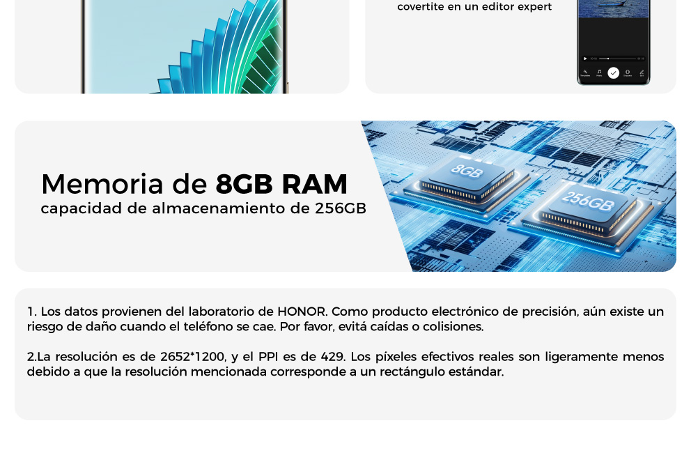 Memoria RAM de 8GB y almacenamiento de 256GB