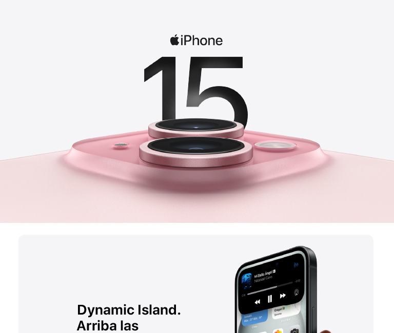 iPhone 15 con isla dinámica, arriba las notificaciones