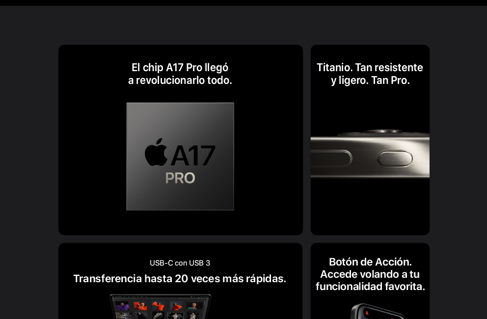 iPhone 15 Pro Max Titanio con botón de acción para que accedás a tu funcionabilidad favorita