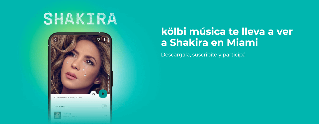 kölbi música te lleva a ver a Shakira en Miami. Descargala, suscribite y participá