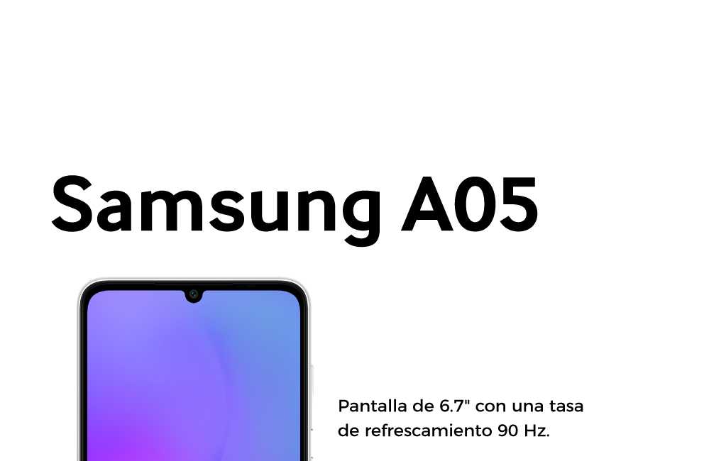 Samsung Galaxy A05 con pantalla de 6.7 pulgadas