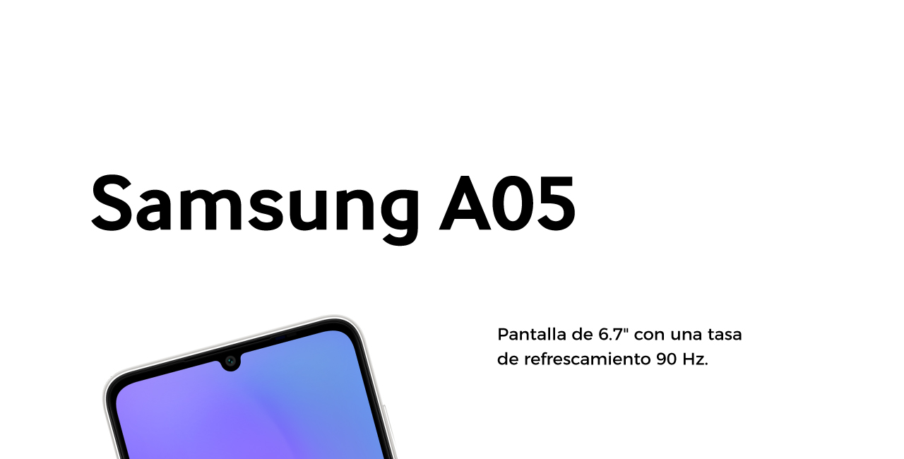 Samsung Galaxy A05 con pantalla de 6.7 pulgadas