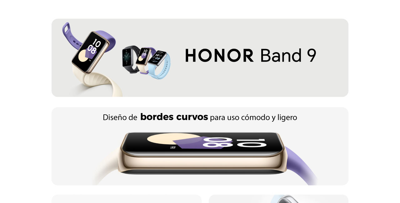 HONOR Band 9, Diseño de bordes curvos para uso cómodo y ligero