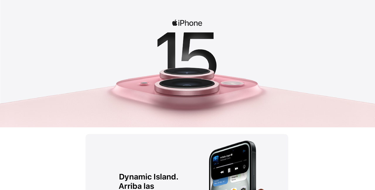 iPhone 15 Plus con isla dinámica, arriba las notificaciones