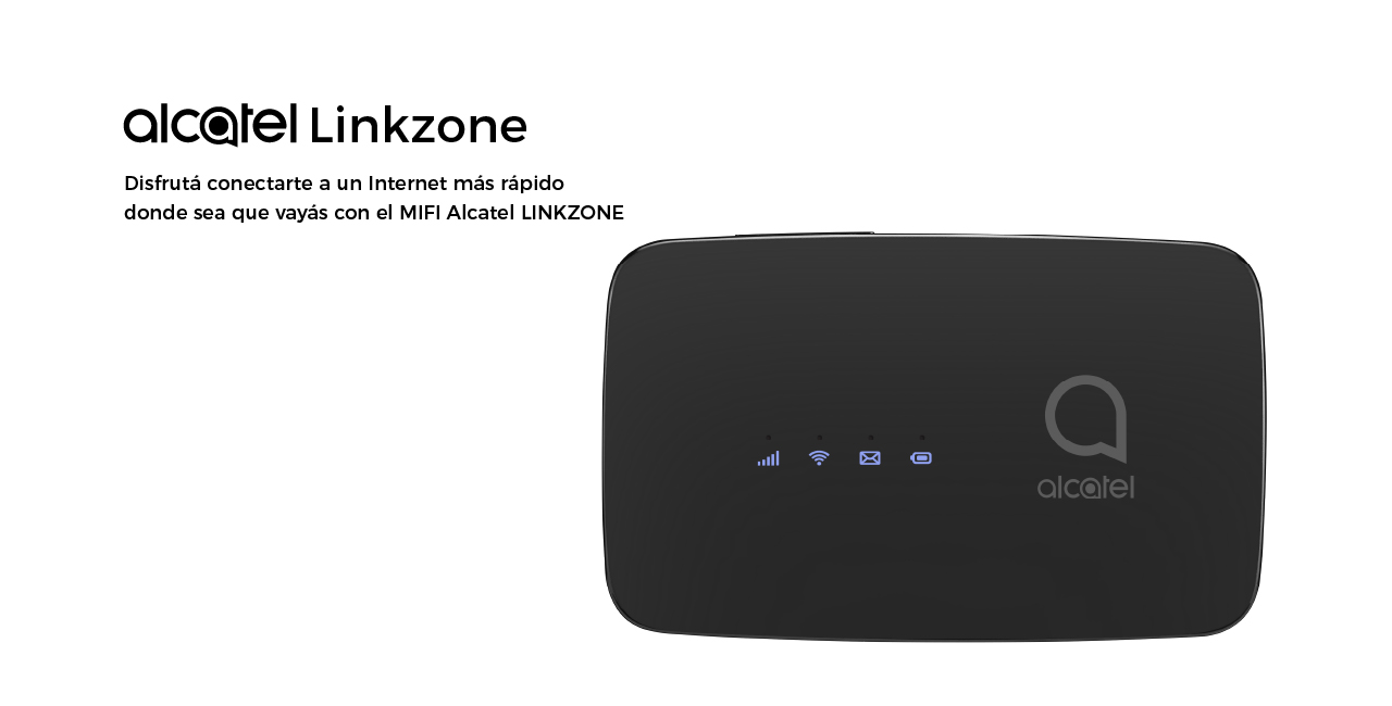 Disfrutá conectarte a un Internet más rápido donde sea que vayás con el MIFI Alcatel LINKZONE