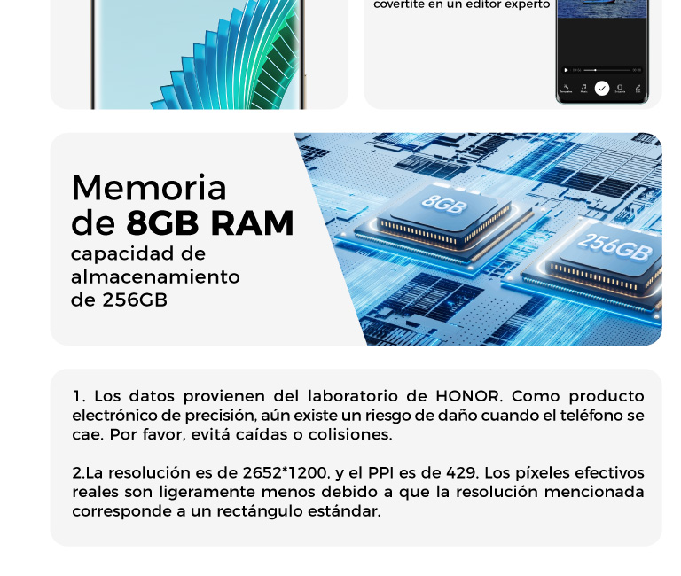 Memoria RAM de 8GB y almacenamiento de 256GB